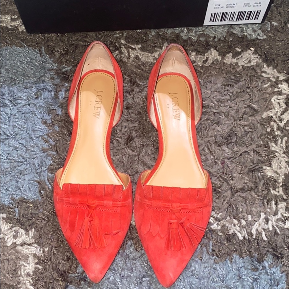 J. Crew.  Red velvet flats size 6.5
